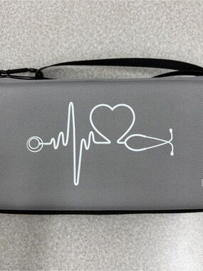 Gray Medical Stethoscope Case with Heartbeat Design